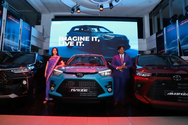 The Toyota Raize unveiled at the launch, with the Avanza beside it